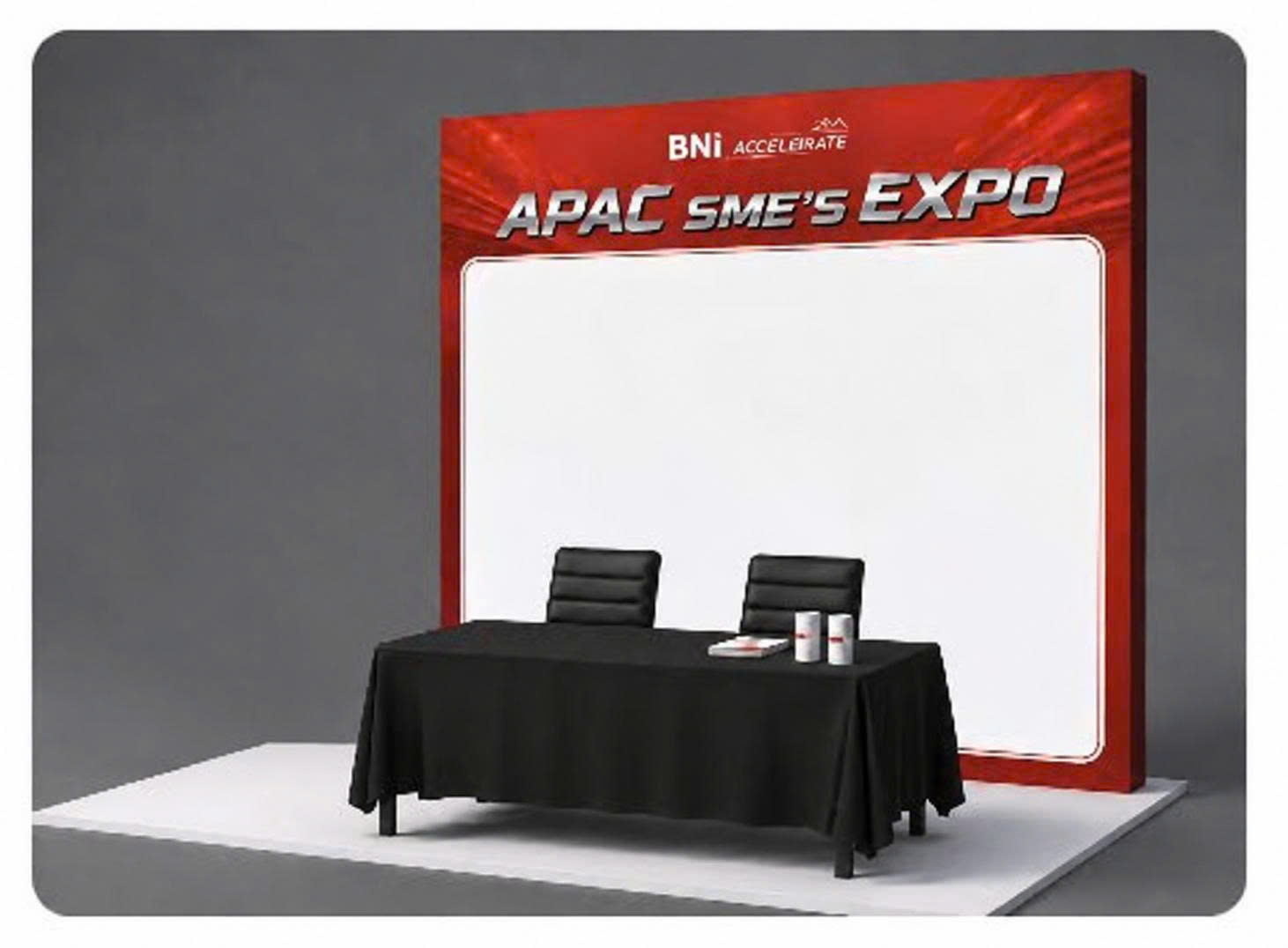 Standard booth mockup — BNI APAC SME's Expo